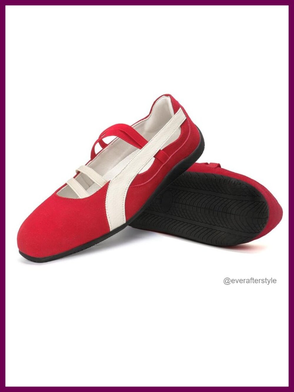 Mary Jane Ballet Sneakers with Elastic Strap Non Slip Foam Insole Flats